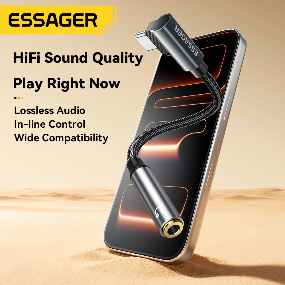 Versatile L-Shape Type-C to 3.5mm Audio Cable Adapter