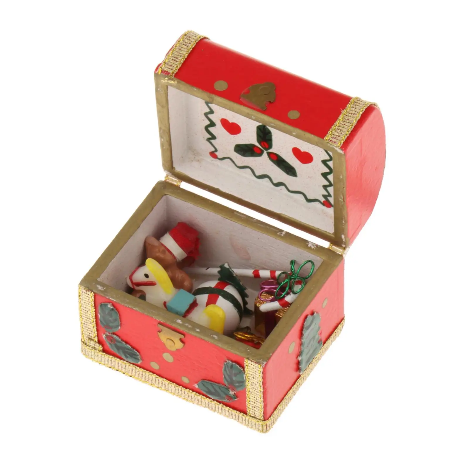 

1/12 Scale Miniature Christmas Chest Decorative Storage Box Dollhouse Accessories for Miniature Scene Accessories Ornaments