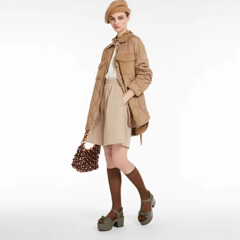 

2023 осенне-зимнее модное повседневное стеганое двухстороннее пальто из альпаки