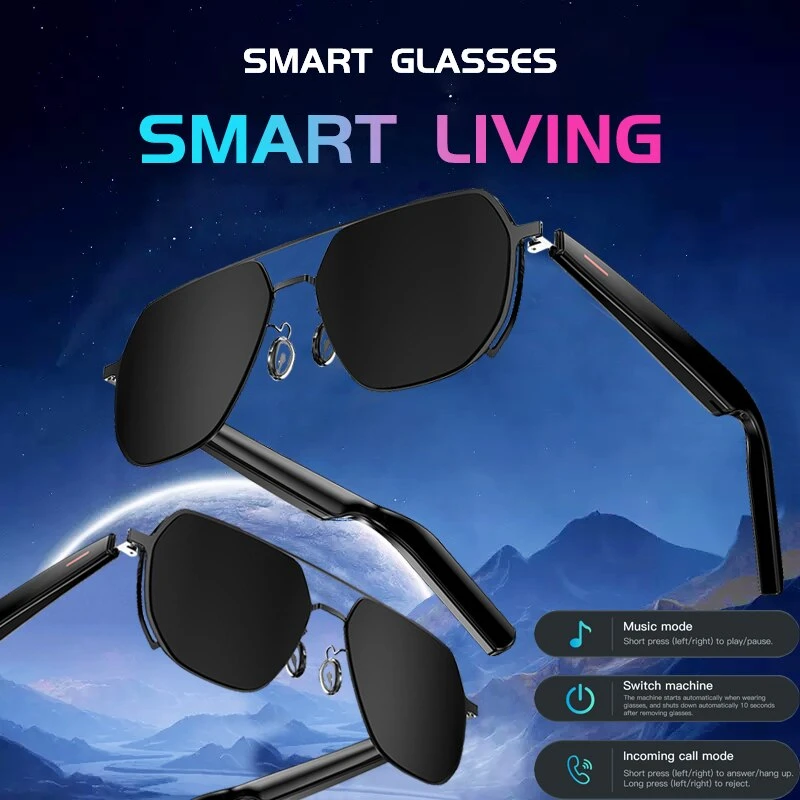 Luxury Men Smart Glasses Bluetooth Calling Music Audio Sport Headset