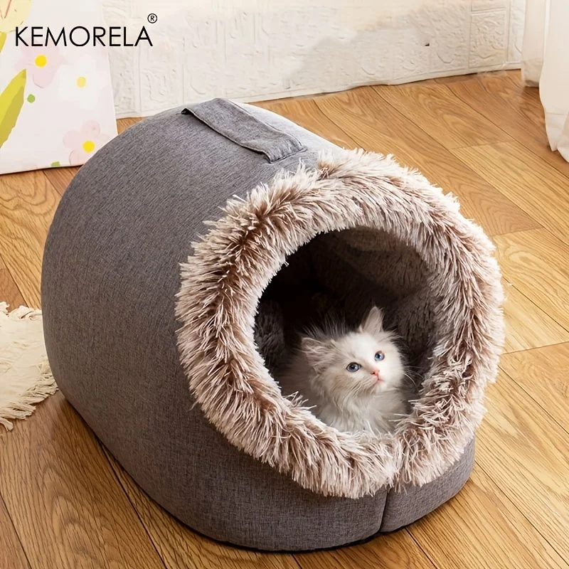 KEMORELA Cat Bed Comfortable Pet Sleeping Bed, Portable Cat Bed Warm And Thickened Pet Bed With Handle Portable Cat Bed_voghion.com