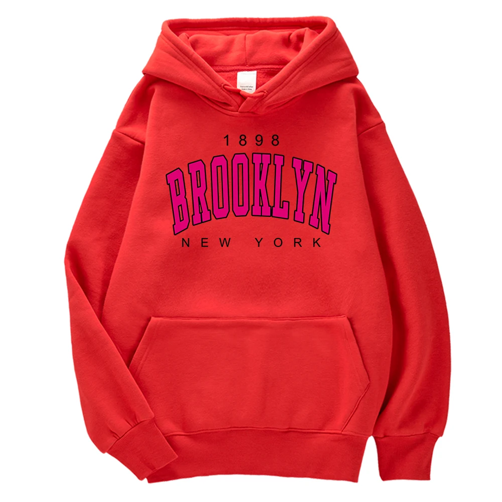 

1898 Brooklyn New York Print Sweatshirts Male Street Couple Long Sleeves Soft Streetwear Sport Clothes Fashion Regular Tracksuit