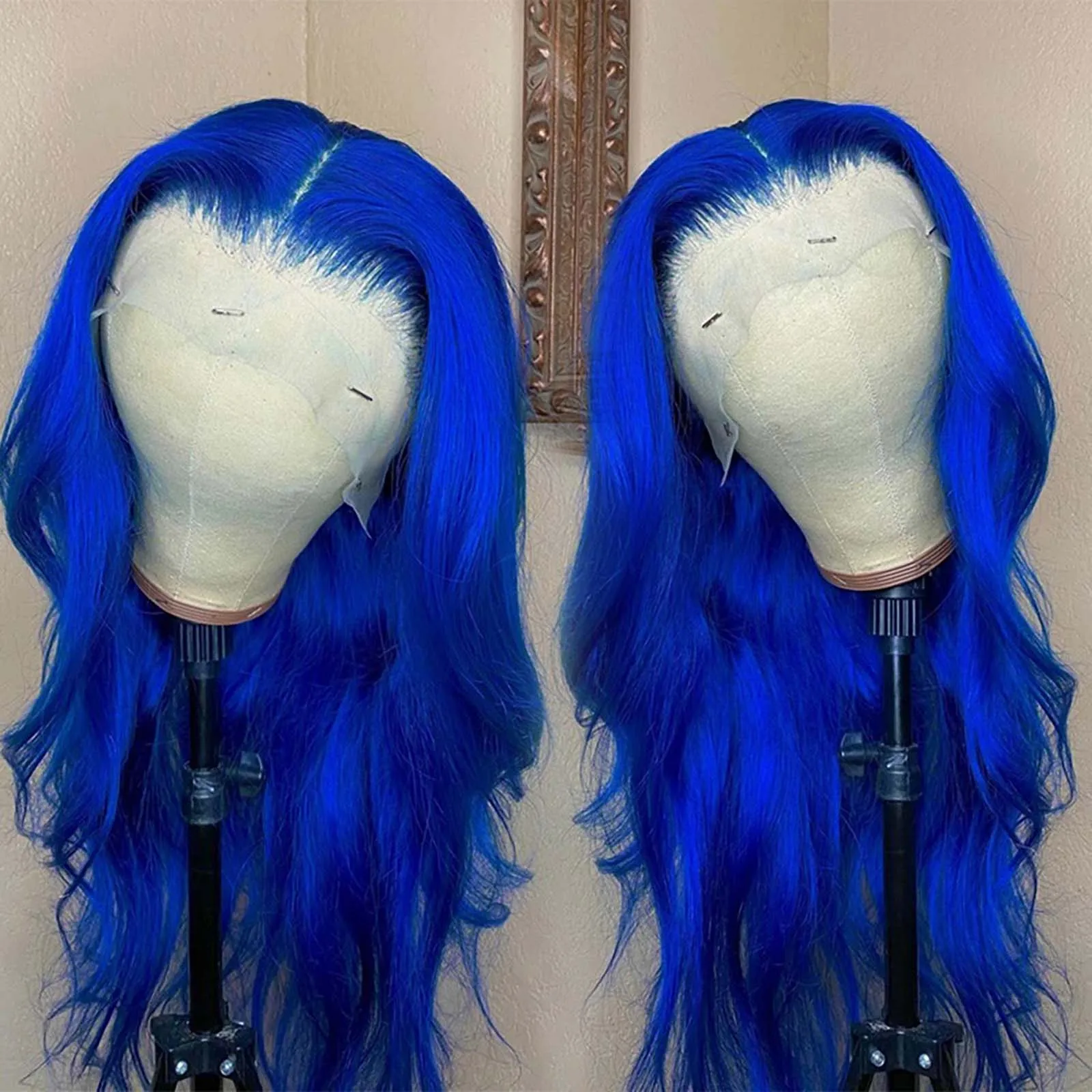 

Royal Blue Wig Long Natural Wavy Synthetic Lace Front Wig Glueless Bright Colored Body Wave Hair Frontal Lace Wigs for Women