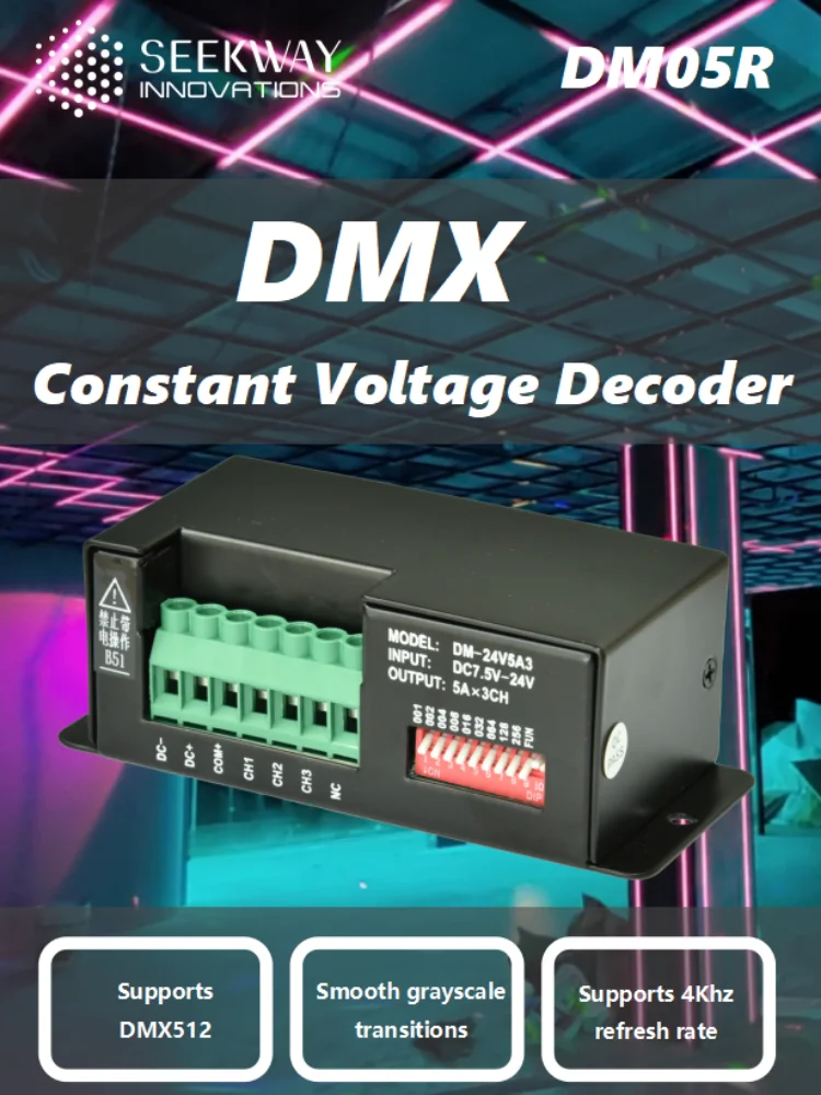 DMX 512 Decoder 3CH x 5A for RGB LED Tape Lights DC 12-24V,controller,Dimmer Driver,with RS485 Signal Conversion for stage soil temperature humidity and moisture controller soil moisture meter water content measurement rs485 communication