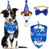 Birthday Party Bandana Scarf Dog Clothes With Hat Cute Bow Tie Small Pet Three-Piece Set Cute Pet Party Decorations Ropa Perro 1