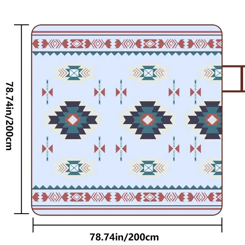 Cotton Picnic Blanket Sandproof Waterproof Boho Beach Blanket For Picnic Foldable Camping Pad Beach Mat With Storage Bag For
