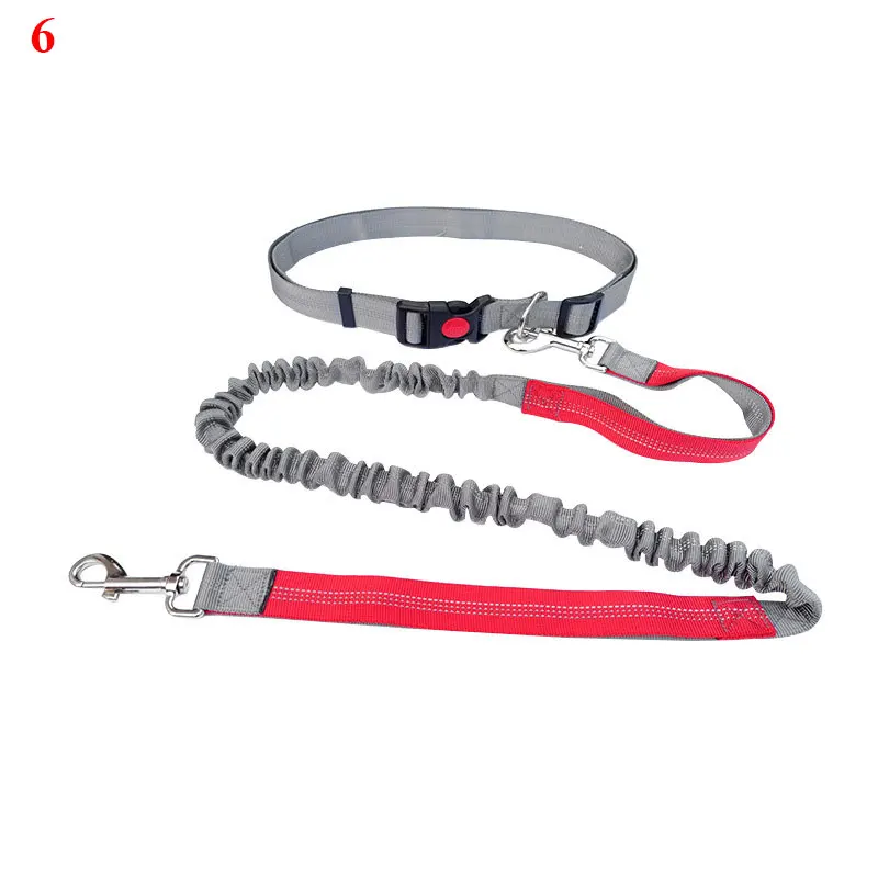 2021 Adjustable Reflective Leash Traction Rope Pet Dog Running Belt Elastic Hands Freely Jogging Pull Dog Collar D-ring Leashes 