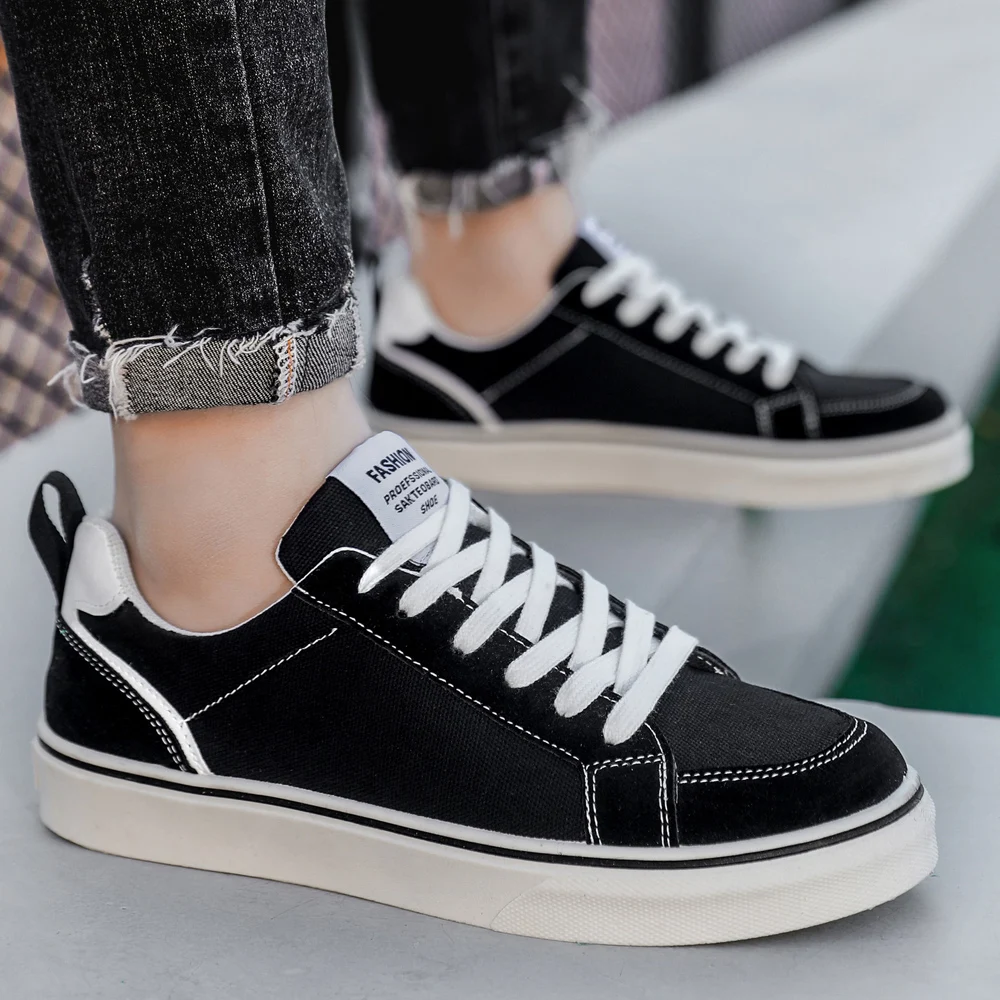 2026 New Men's Canvas Shoes Casual Versatile Low-top Skate Shoes Thick Sole Wear-resistant Sports Work Trendy Shoes 3
