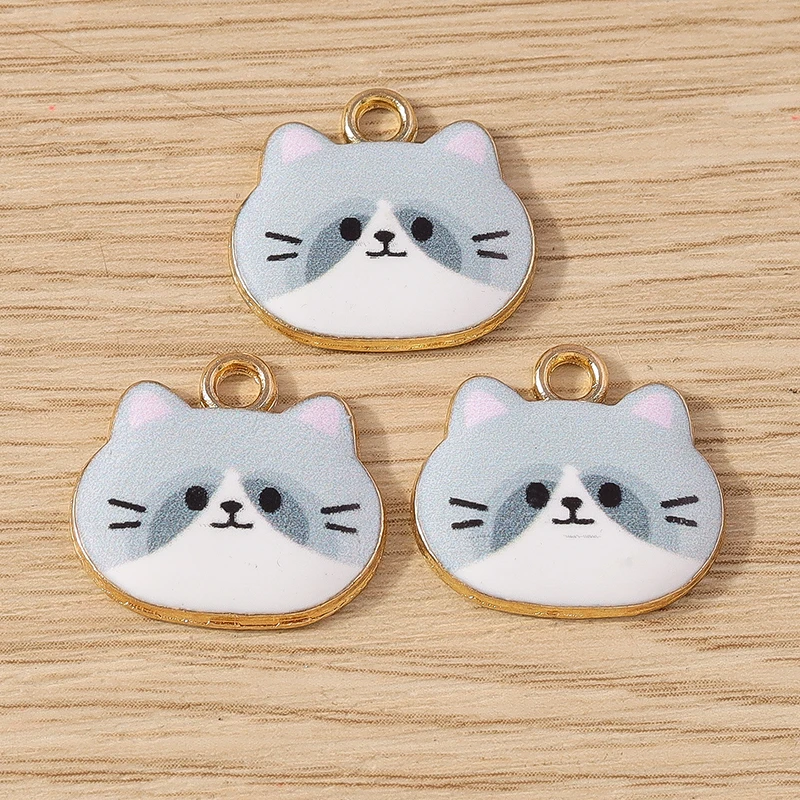 10 Stück Cartoon Tier Charms Emaille Katze Charms Anhänger für Schmuckherstellung Tropfen Ohrringe Halsketten Armbänder DIY Bastelbedarf – Detail 7