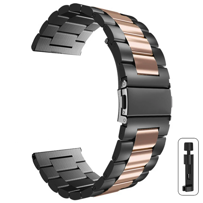 Enhanced Stainless Steel Metal Watch Band - 22mm/20mm Adjustable Strap