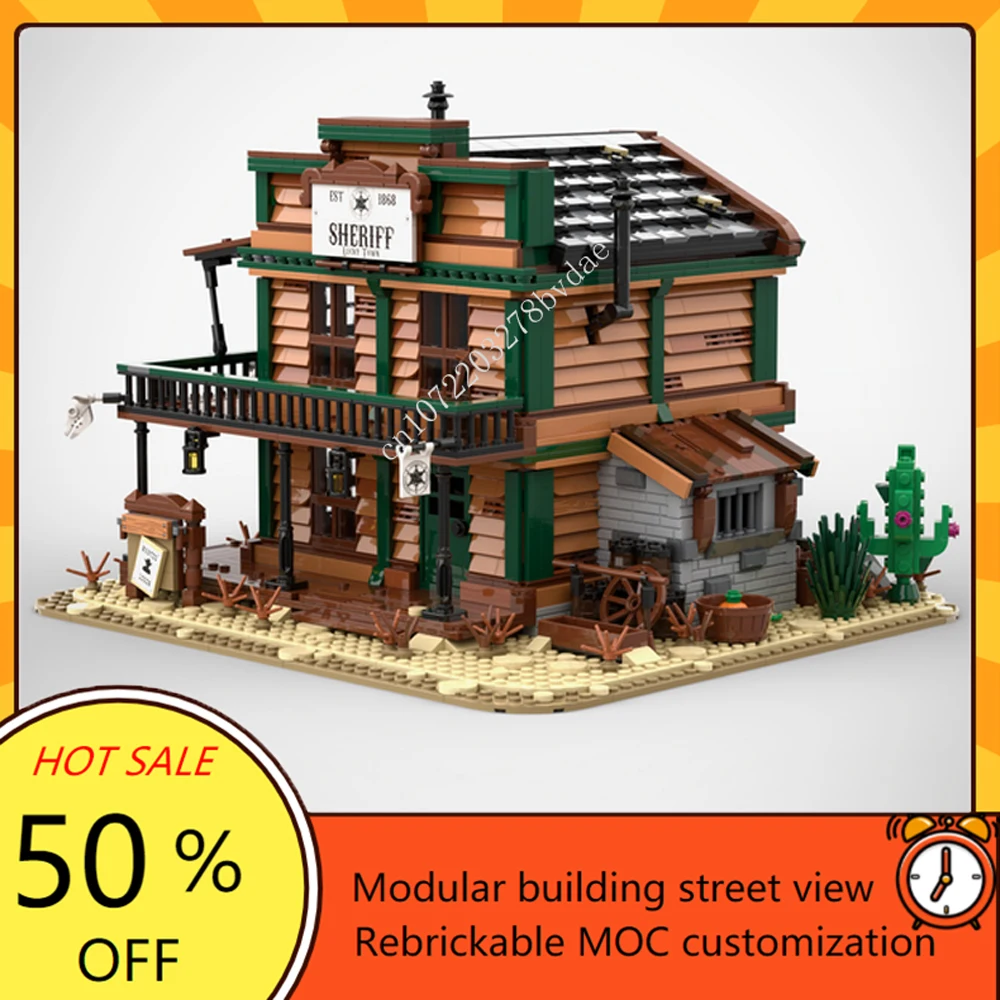 

3035PCS MOC Wild West Sheriff's Office Street View Model Building Blocks Technology Bricks DIY Creative Assembly Kids Toys Gifts