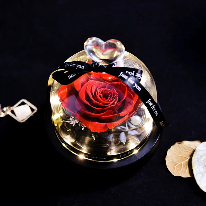 Mother's Day Eternal Rose Gifts For Mom Forever Preserved Rose In Heart Glass Dome Flower For