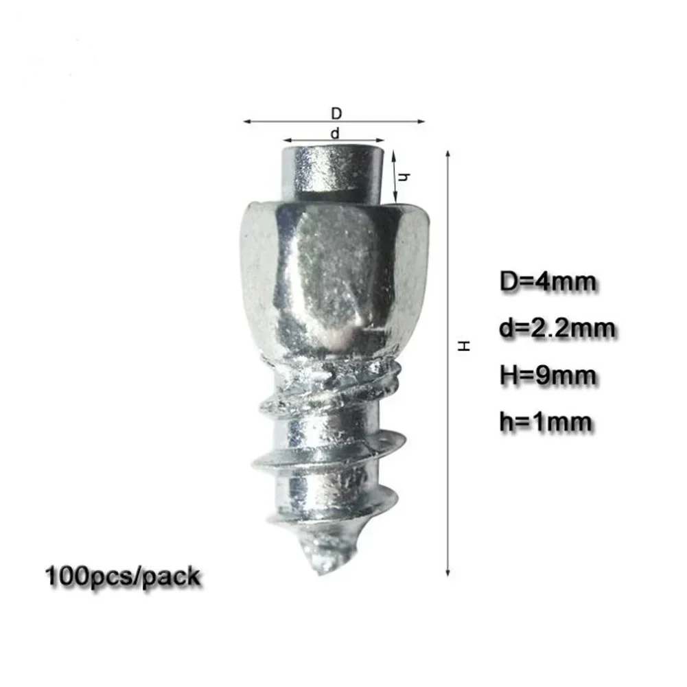 100pcs Winter Wheel Lugs Snow Screw Tire Studs Anti Skid Anti-Slip Chains Spikes With Tool For Car Motorcycle Bicycle NEW