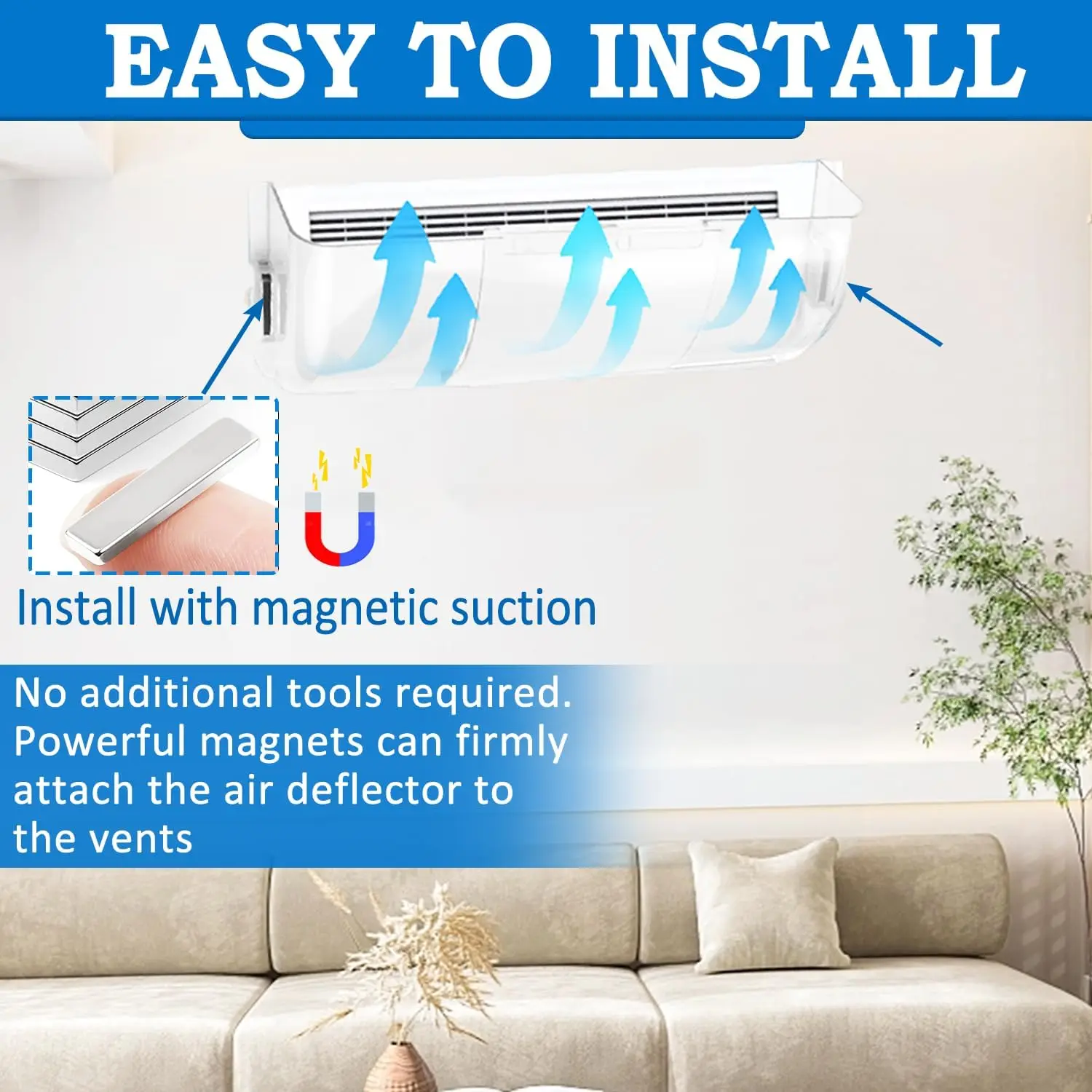 AC Air Vent Deflector Magnetic Adjustable Vent Covers For Home