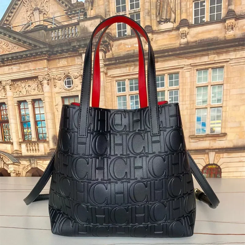 RealLeatherTopQualityCHCHHCHC2024NewSolidColorLargeCapacityShoulderCrossbodyTote