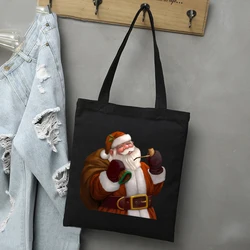 Tote Bag Shopping Bags Santa Claus Shoulder Bags Shopper Canvas Women Designer Handbags Shoppers With Anime Cloth Women's Large