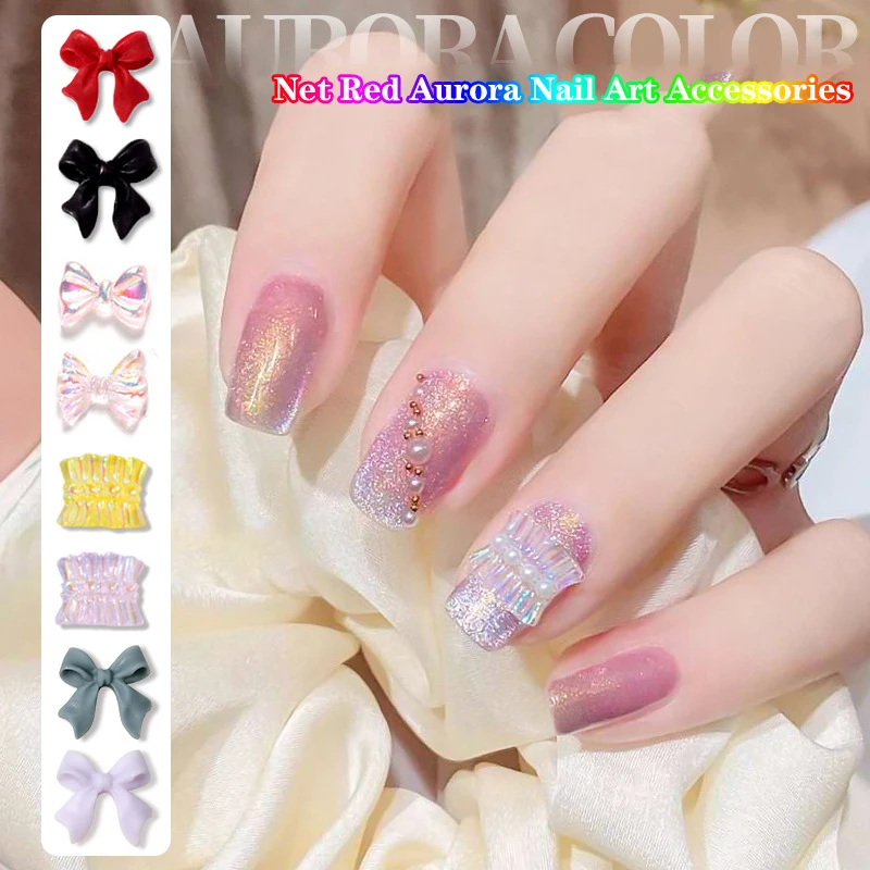 

New Fashion Nail Art Accessories 3D Aurora Symphony Three-dimensional Small Skirt Bow Ribbon DIY Nail Art Decoration Accessories