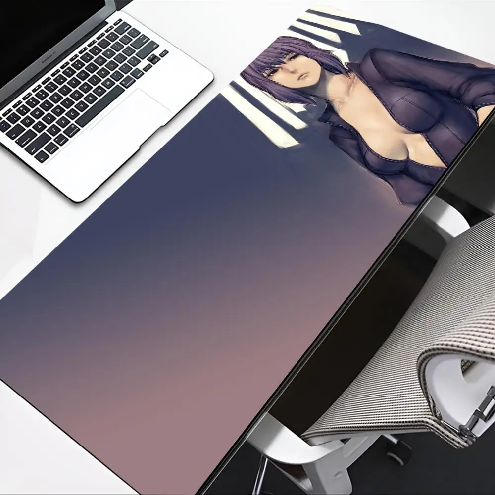 Mouse Mat Ghost In The Shell Anime Extended XXL Mousepad,Speed Gaming Mouse Mat,800x300mm Large Anime Mousepad With Non-Slip Rubber Base,3mm Stitched Edges,for Computer PC,D
