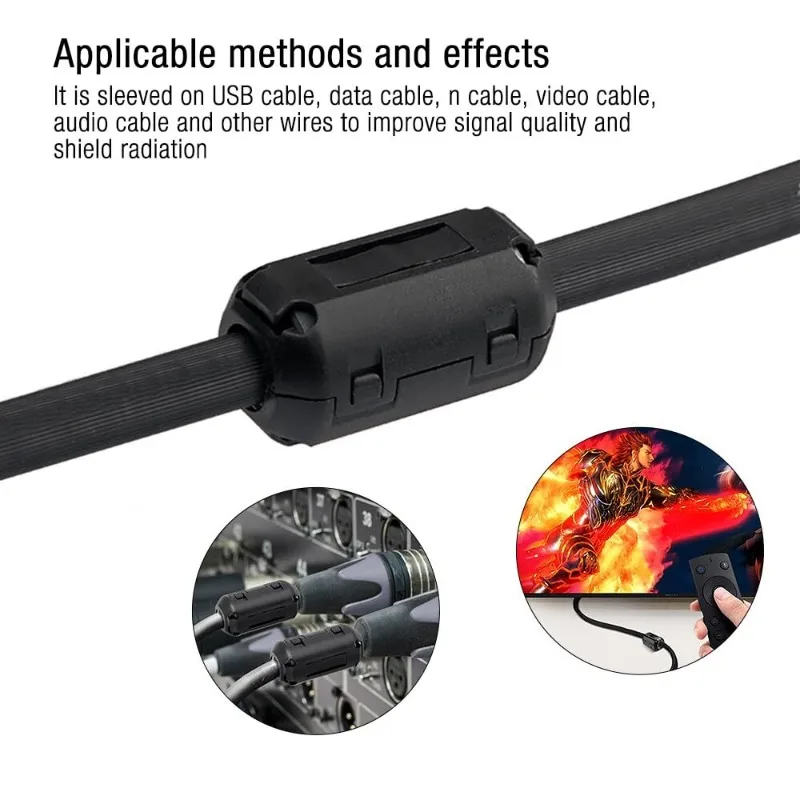 Noise Filter Magnetic Clip Ferrite Core Noise Suppressor Filter Ring Cable Clamp Wire Soft Magnet Clips for Powerline Power Cord cable filter cable noise suppressor