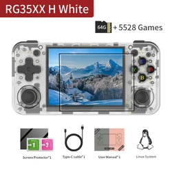 Enhanced Handheld Retro Game Console with 3.5 IPS Screen - 5528 Classic Games (White TR 64G)