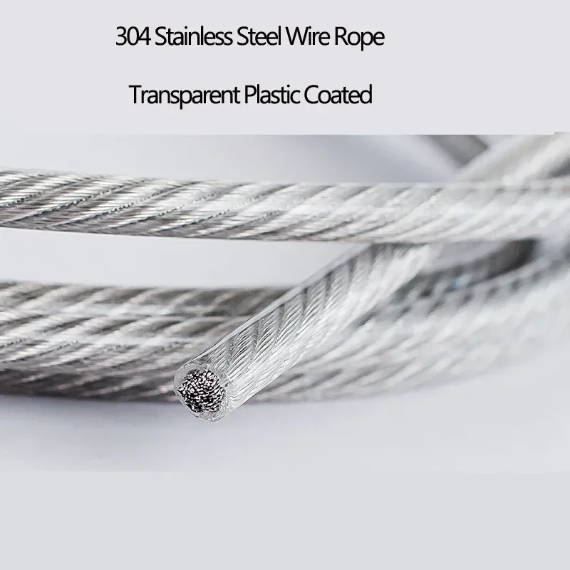 Complete set Clothesline Plastic Coated 304 Stainless Steel Wire Rope Household or Outdoor Clothes line With Expansion ScrewHook 6