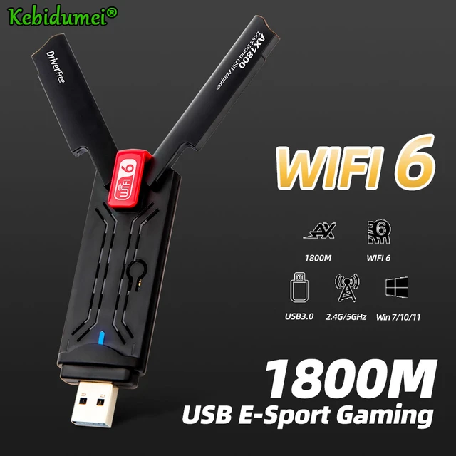 Adaptateur Usb Wi-fi 6 Double Bande 1800/5ghz, 2.4 Mb/s, Pilote Gratuit,  Dongle Usb, Carte Réseau À Gain Élevé, Pour Ordinateur Portable - Cartes  Réseau - AliExpress