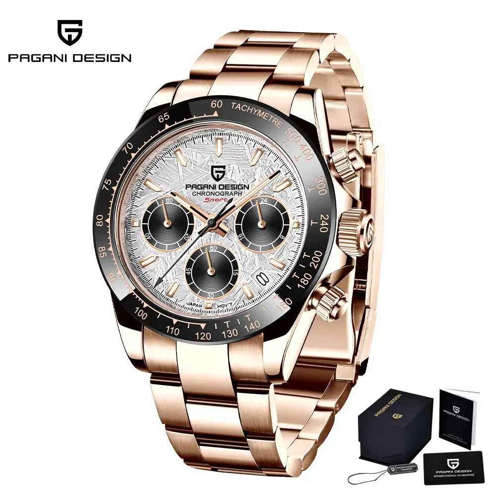 Montre Chronographe Pagani Design PD-1664 Pour Homme - Mouvement Seiko VK63, Verre Saphir, Bracelet Silicone