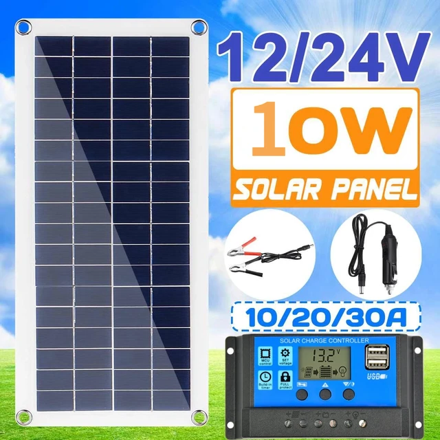 10W Napelemes Panel Hordozható 18 V-Os Usb Napenergia-Töltő 10-20A Vezérlő Napenergia-Rendszerrel Autó Moblie Telefon Akkumulátor Töltőhöz