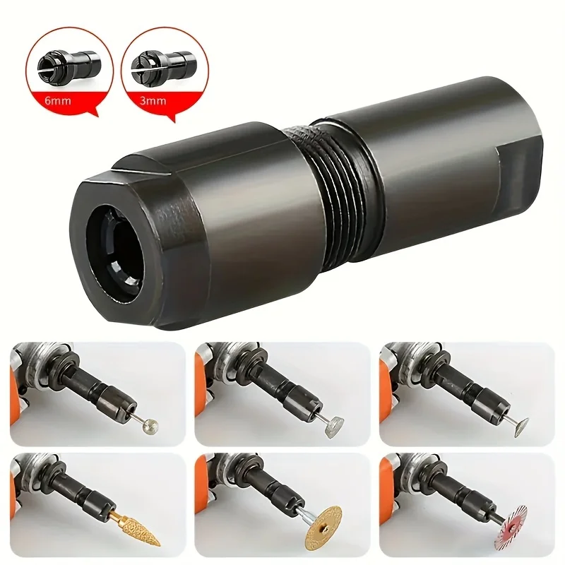 1pc 3/6mm Angle Grinder Modified Adapter To Straight Grinder Chuck For 100-type Angle Grinder M10 Thread Grinding Cutter