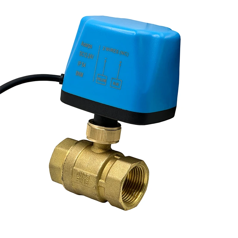 1/2" 3/4" 1" Normally Closed Full Bore Motorized Ball Valve 220V 12V 24V 2-Wire Brass Electric Ball Valve Big Orifice Body