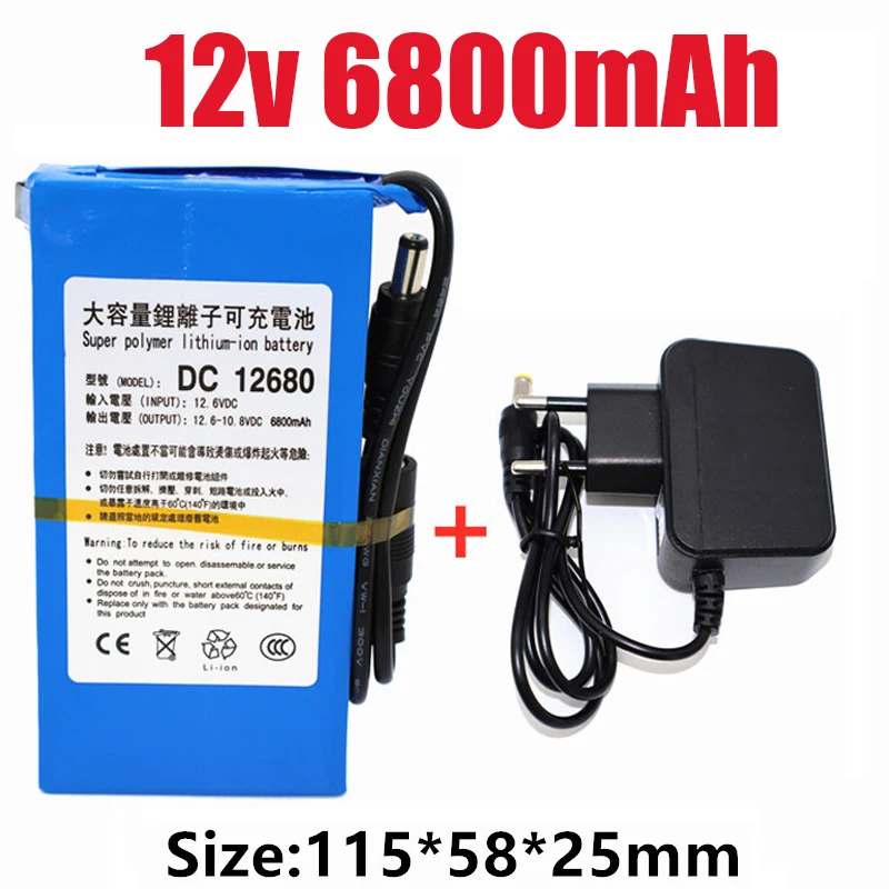 

2022 Neue DC 12v 3000mAh-6800mAh Lithium-ionen akku Hohe kapazität ac power ladegerät mit 4 arten von Kapazität auswahl