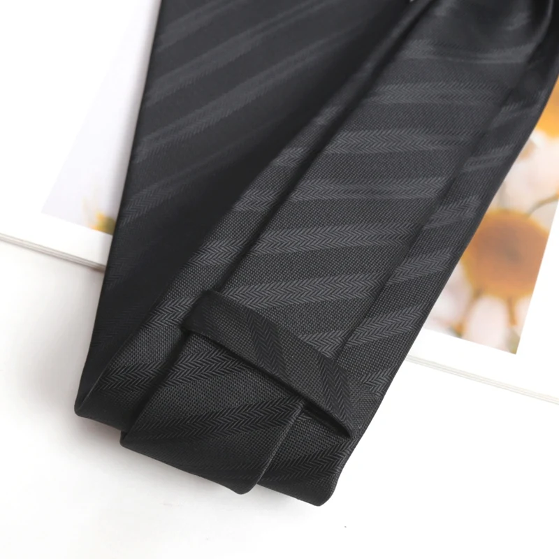 Men Classic Black Tie Luxury 8CM Necktie Stripes Ties for Man Groom Jacquard Woven Elegant Neck Tie for Business Wedding Party