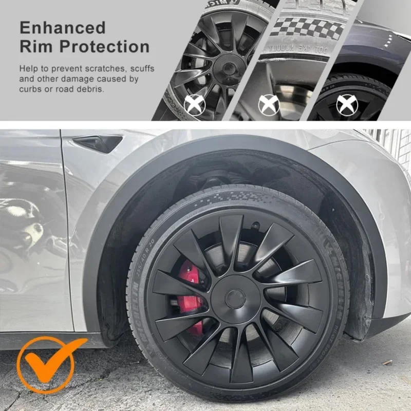 20 Inches Wheels ABS Rim Guard Rim Car Hubcap Cover Protection Hubcap Patch Scratch Proof Hub Cap Decals for Tesla Model Y
