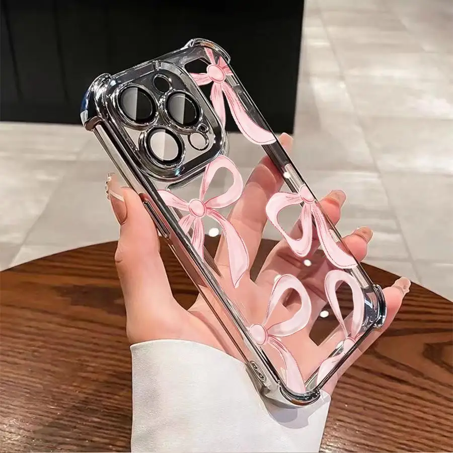 Pink Bow Clear Cover Phone Case