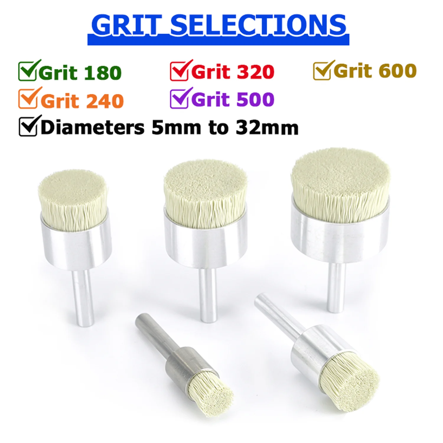 POP 320Grit Drahtendbürste, Diamant-Schleif-Nylon, industrielles rotierendes Elektrowerkzeug zum Entgraten von Metallglättungsoberflächen – Detail 7