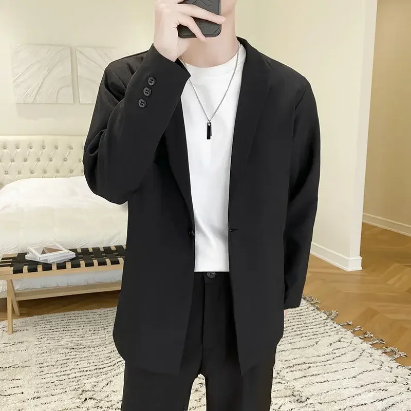Chaqueta de un solo pecho para hombre, trajes y blazers de tweed chinos para hombre, abrigos, ropa de primavera, ropa original de alta calidad, nueva