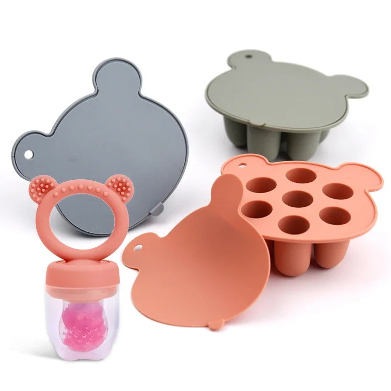 Baby Ice Cream Pops Silicone Mold Ice Cream Maker Popsicles Molds Baby Fruit Feeding Pacifier Teether Toy Sutff