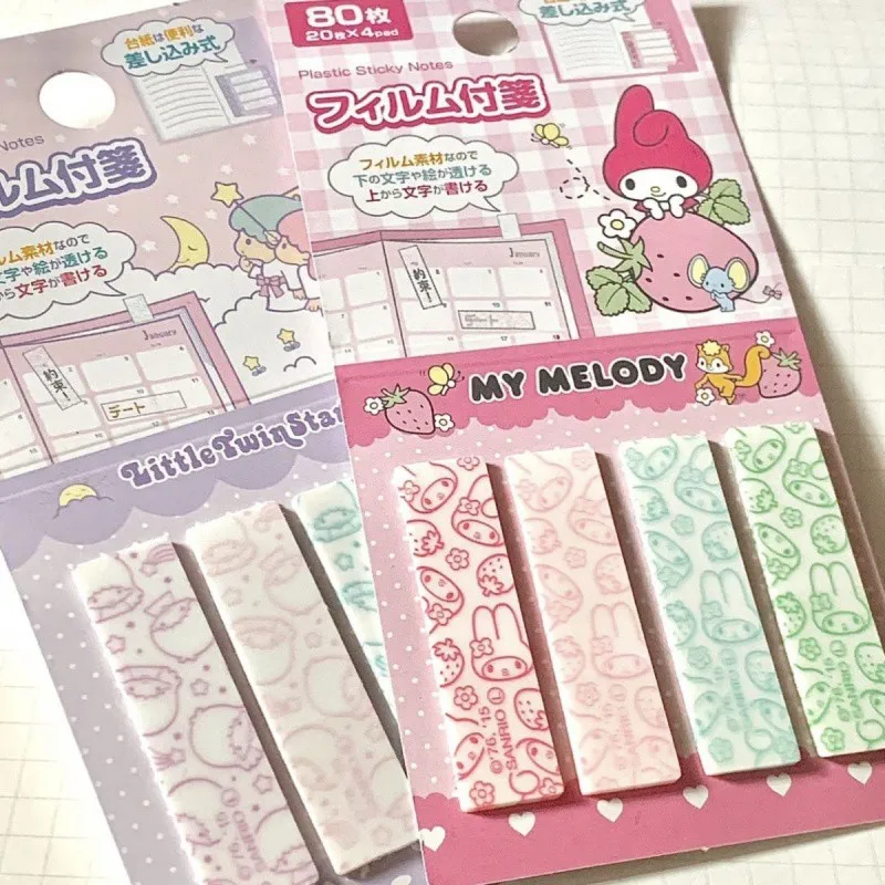 

80 Sheets Kawaii Sticky Notes Kuromi My Melody Cinnamoroll Notepad Index Tabs Bookmark Stationery School Office Supplies Gifts