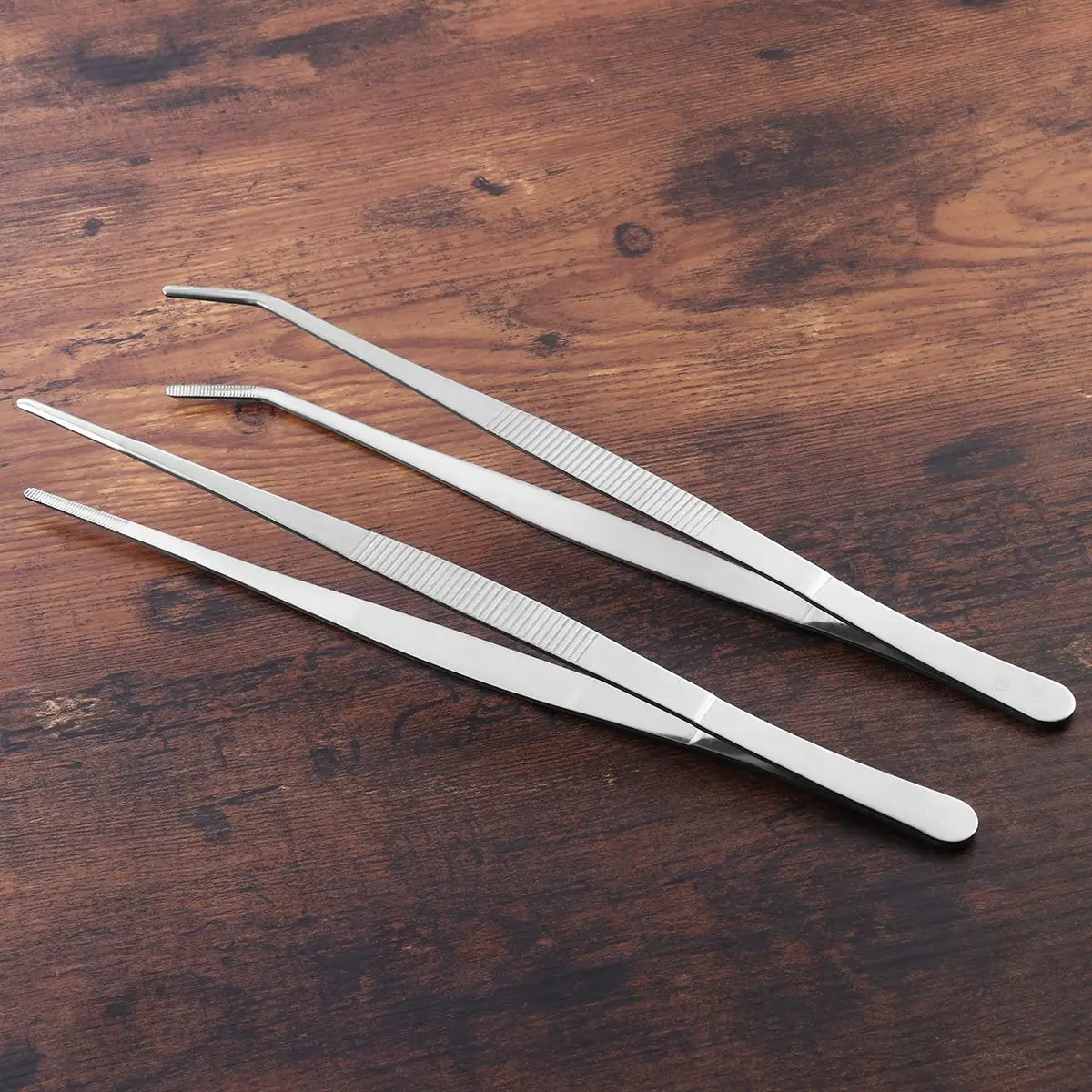 Stainless Steel Tweezers Set Straight Curved Durable Tools For Medical Garment Diy Tea Landscape Hand Tools Industrial 25cm