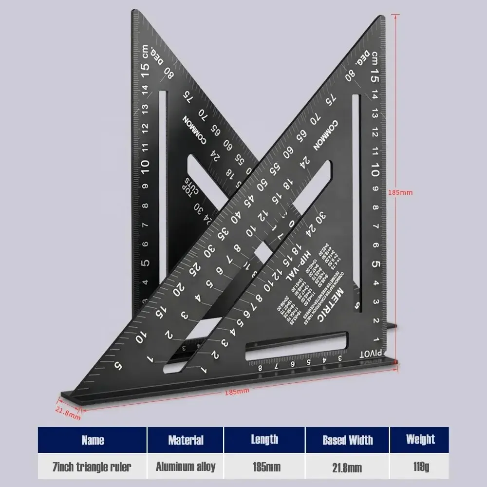 7 Inch Aluminum Alloy Triangle Ruler Square Protractor High Precision Measuring Tool for Engineer Carpenter triangle ruler,angle measuring ruler,woodworking ruler,carpentry square,angle ruler,measurement ruler,angle measuring tool