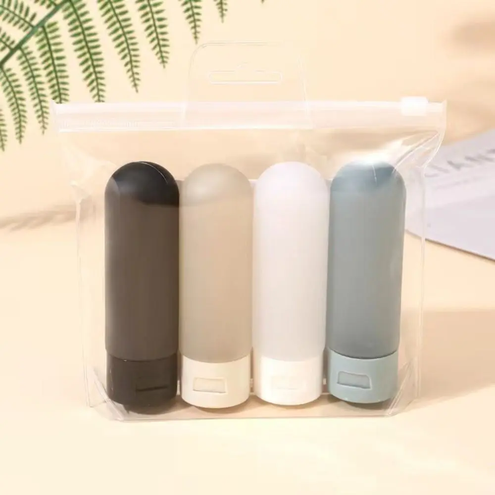4 Pcs Travel Bottles Portable Silicone Shampoo Container Refillable Leak Proof Tubes BPA Free Squeezable Clear Soft