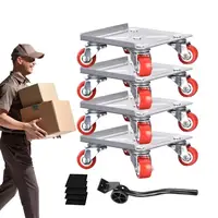 Furniture Moving Tool 5-Wheel Heavy Duty Furniture Mover With Brake Short Crowbar & Load Lifter With Anti-Skid Pad For Cabinets 1