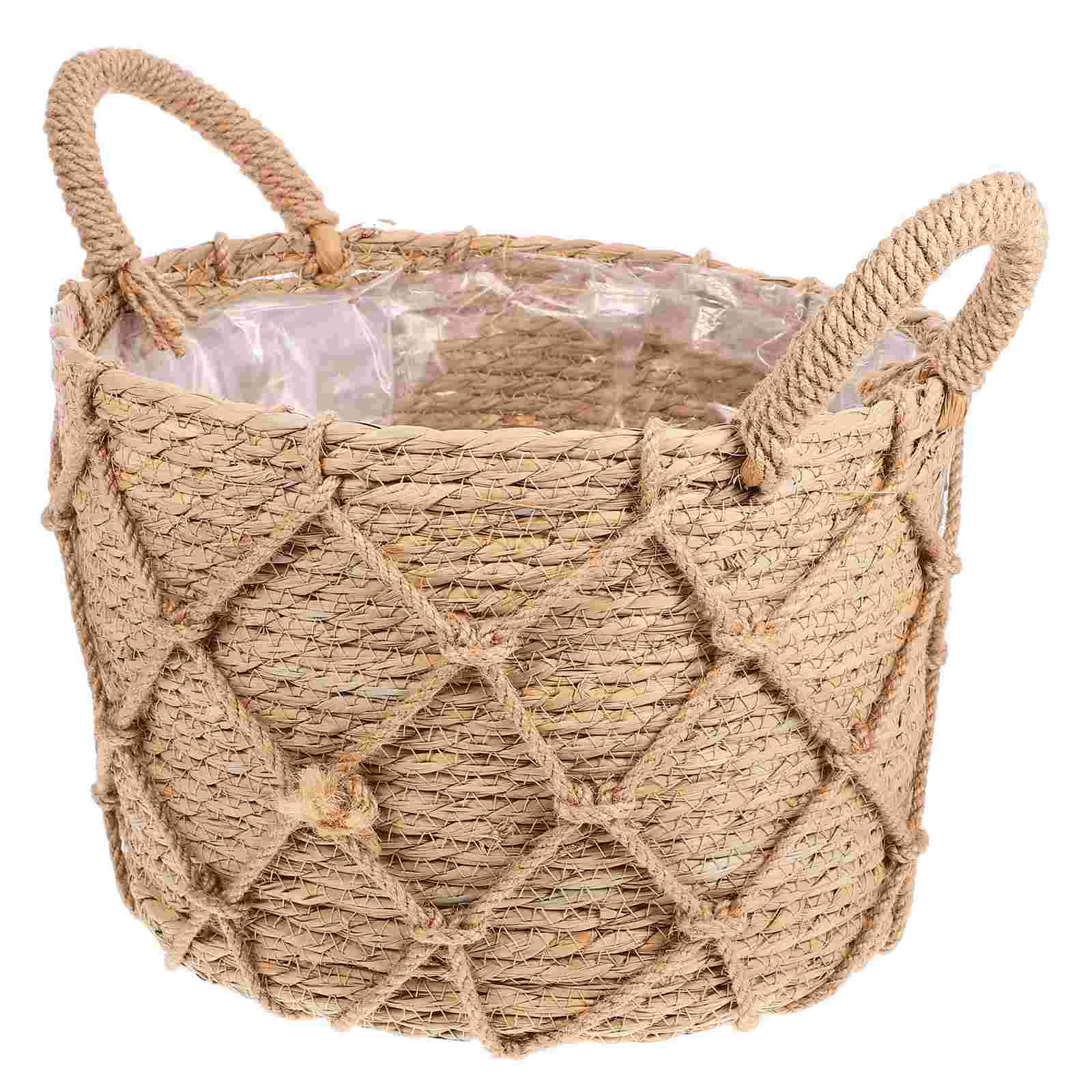 

Hamper Straw Flower Pot Planters for Indoor Plants Decorate Baskets Multi-purpose