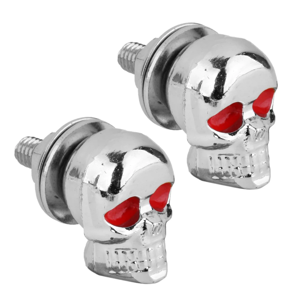 Skull License Plate Frame Bolts Nuts Car Skull Style Antirust Copper Core Car Wheel Tyre Valve Caps 2Pcs For 6mm Bolts