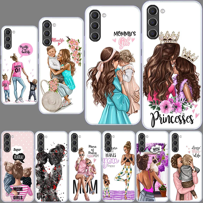 Brown-Hair-Baby-Mom-Girl-Queen-Phone-Case-for-Samsung-A54-A14-A24-A34 ...