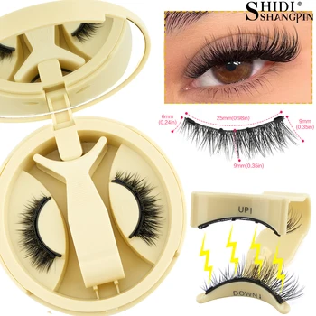 1 Pair Reusable Magnetic False Eyelashes Handmade Fluffy Curly Faux Mink Lashes No Glue Needed Magnetic Tweezers Kit Makeup Tool
