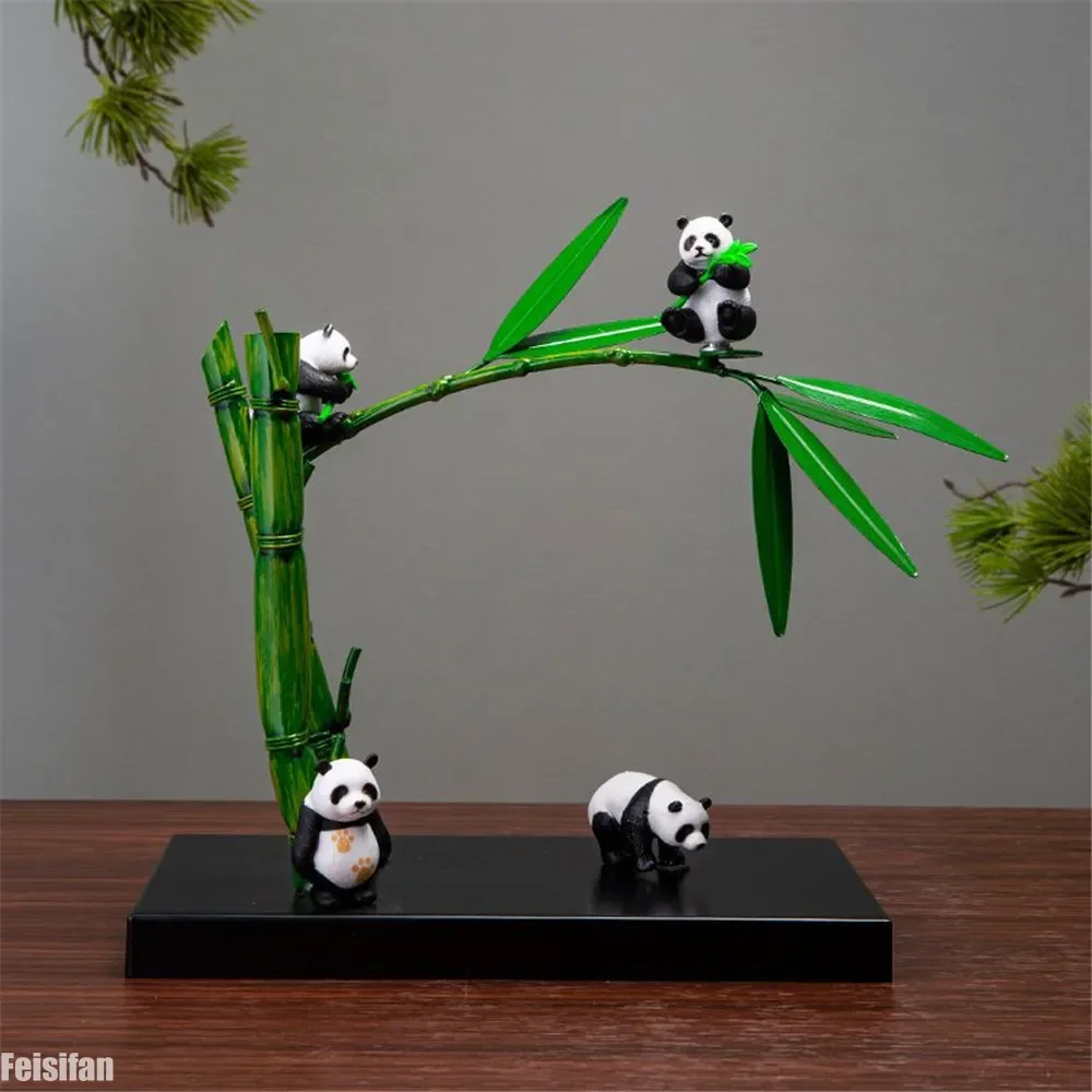 

Chinese Ornaments Handmade Bamboo Panda Tea Room Decoration Wine Cooler Entrance Shadow Cabinet Study Home Accessories