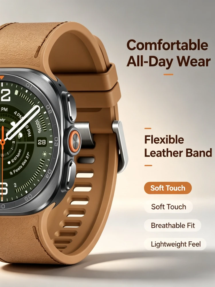 Peakform Leather+Silicone Sport Band - Premium Strap for Smartwatches