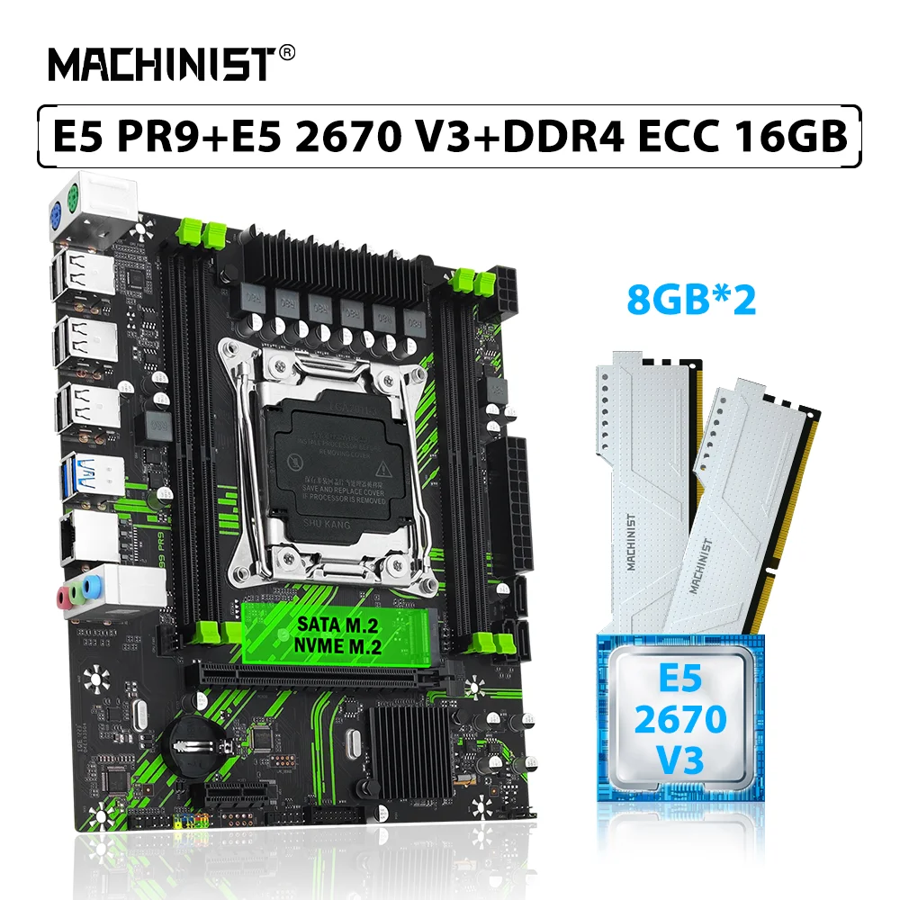 Machinist kit x99 pr9 motherboard set lga 2011 3 xeon e5 2670 v3