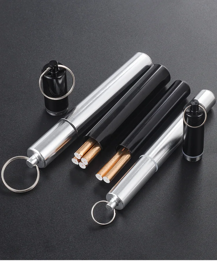 Sleek Silver Aluminum Waterproof Cigarette Case and Multifunctional Capsule Gift